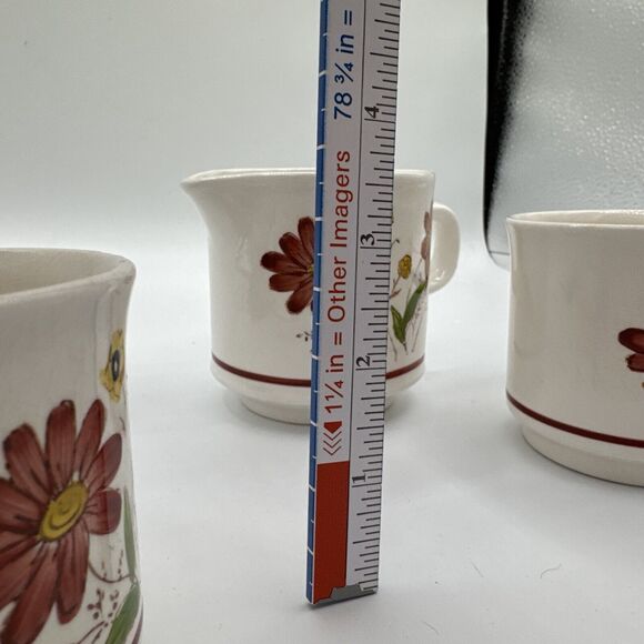 Lunastone Korea 1527 Fiesta Tea Cups Creamer Hand Painted Forest Flowers Lot 3 - Picture 6 of 15